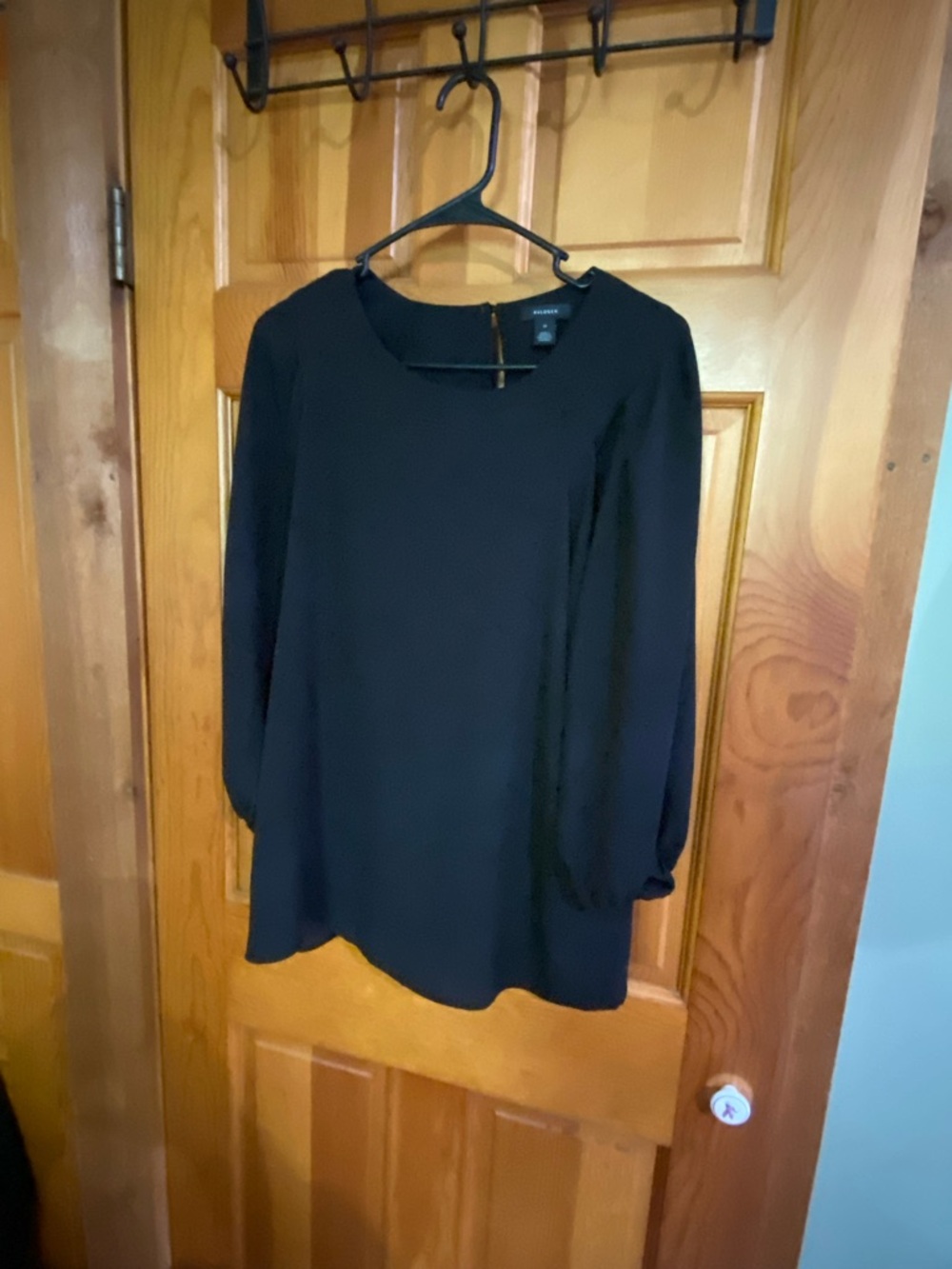 Halogen Black Long-Sleeve Scoop Neck Dress Top
